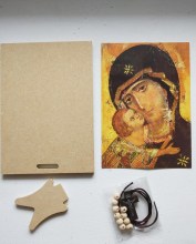 kit de loisir créatif chrétien : icône Vierge Marie et dizainier à réaliser soi même 